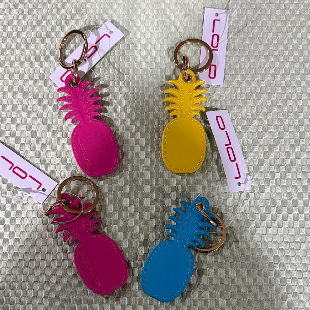Vibrant Pineapple Keychain Trio